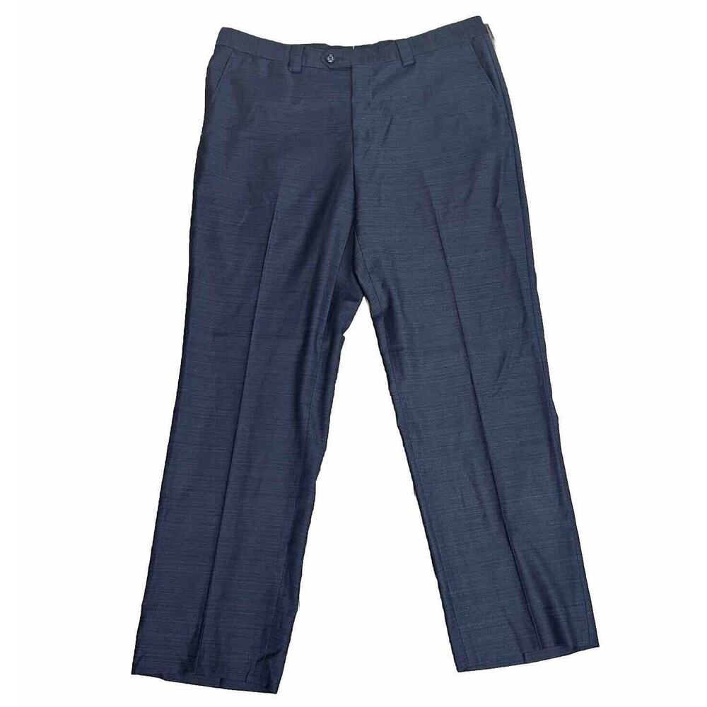 Sartore Reda Dress Pants Men's 36X30 Straight Leg Blue 100% Wool‎ Flat Front